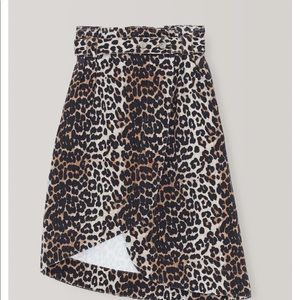 Ganni Denim Leopard Skirt